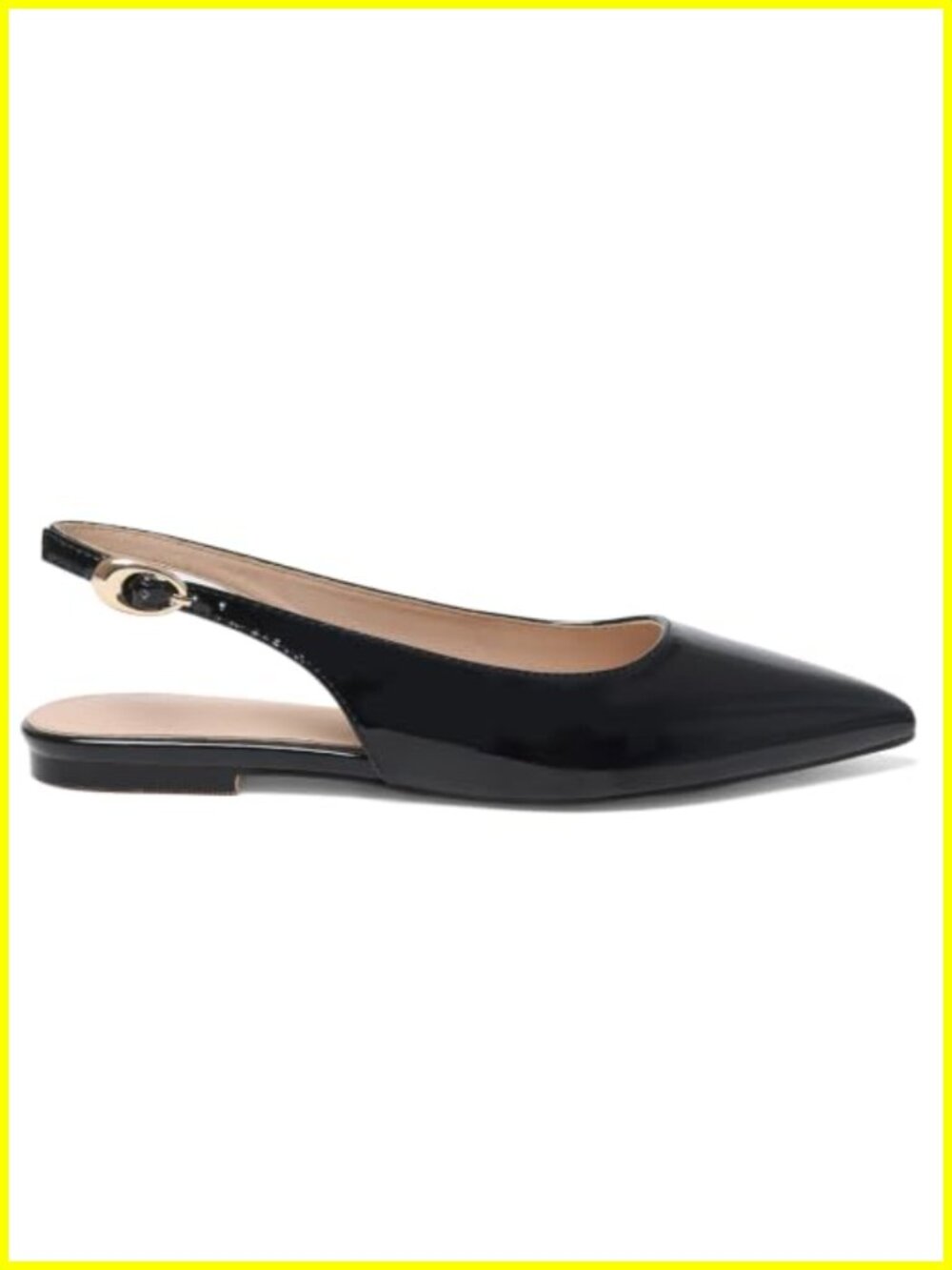 Slingback Ballet Flats Women Pointed Toe Patent Leather Low Heel - Picture 5 of 6